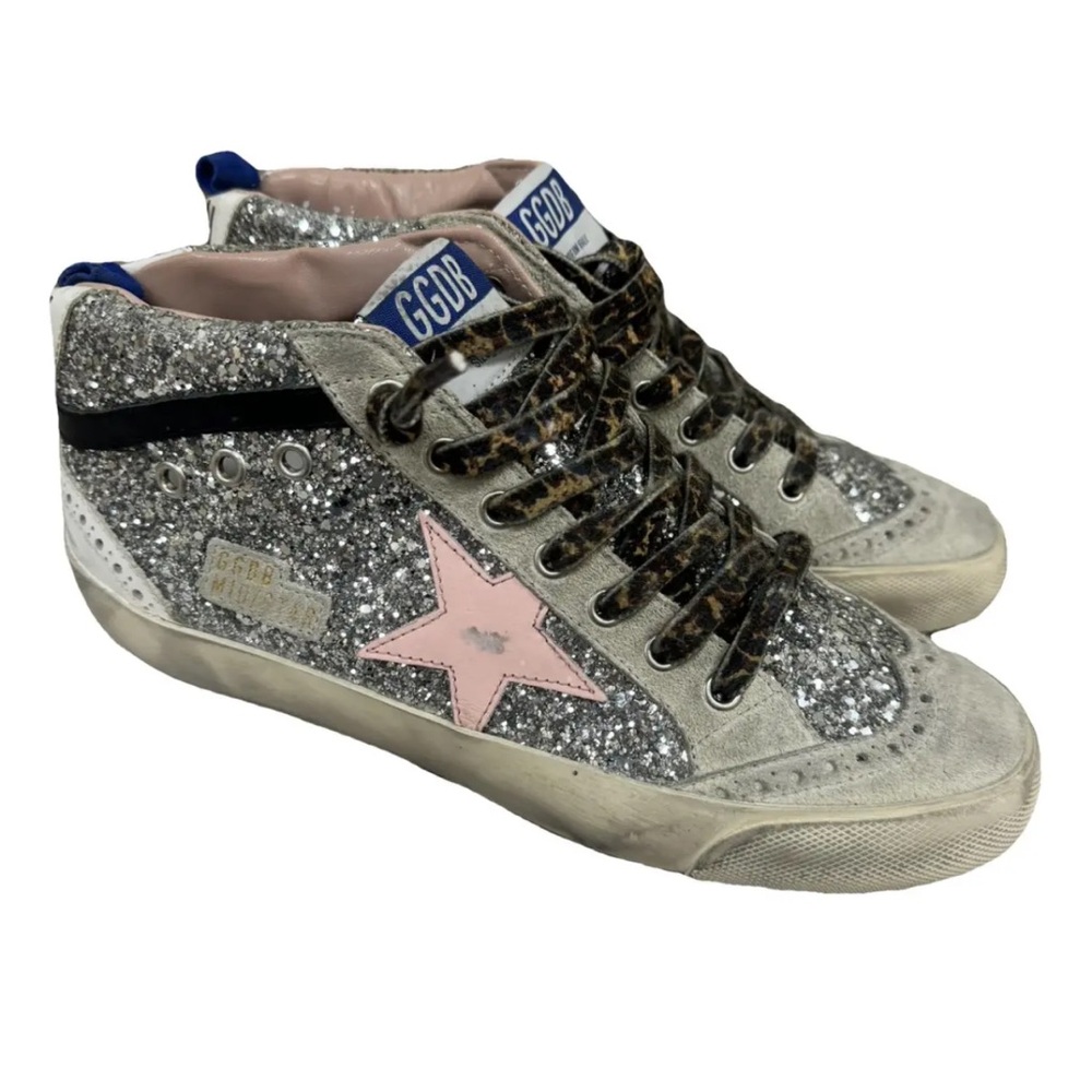 Golden Goose Silver and Pink Glitter Sneakers